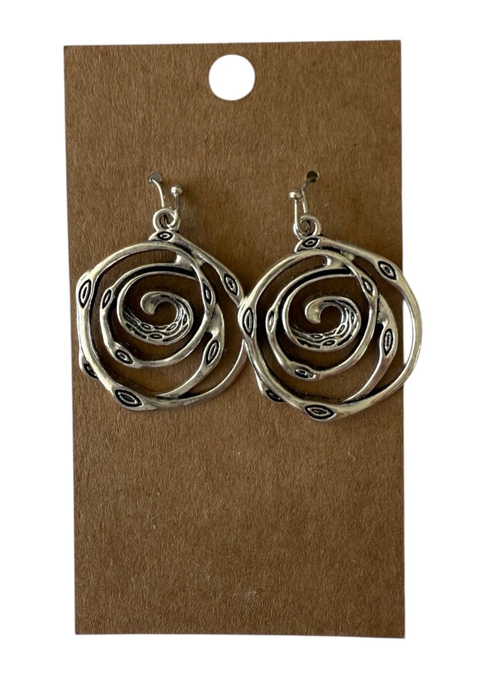 Premier Designs Jewelry Earrings Silver Swirl Antiqued Fish Hook